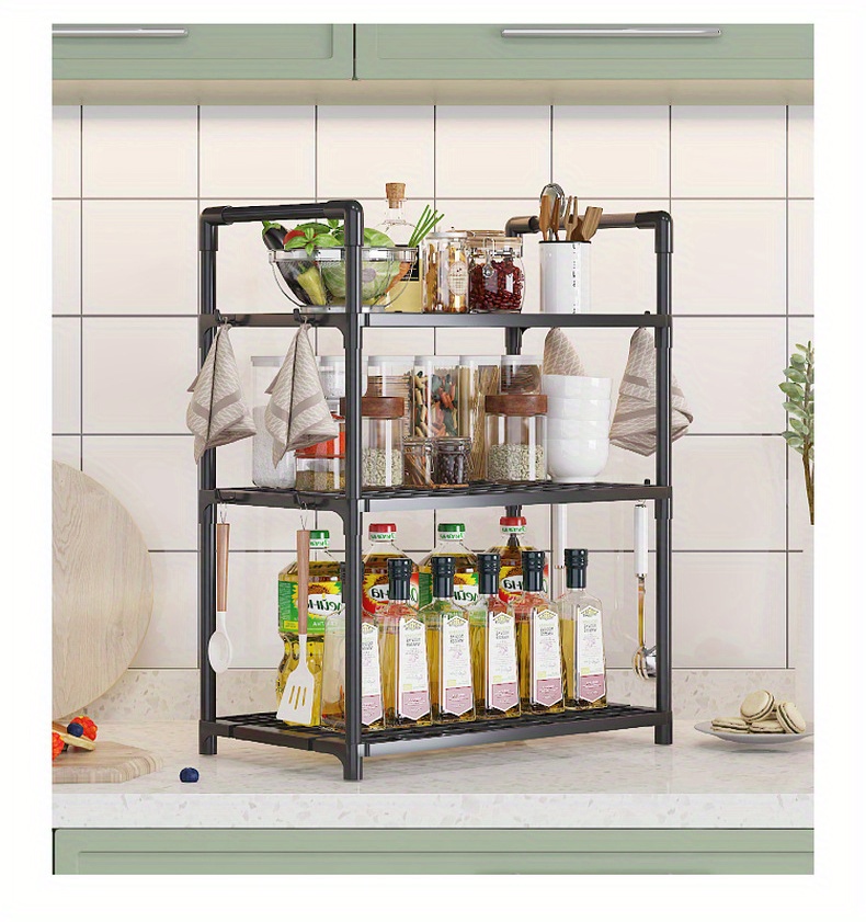 popular     multi functional metal kitchen storage rack no   waterproof   3 tier organizer for spices utensils microwave oven ideal for countertop cabinet organization details 3