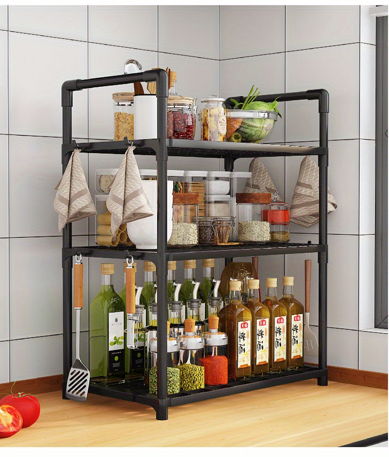 popular     multi functional metal kitchen storage rack no   waterproof   3 tier organizer for spices utensils microwave oven ideal for countertop cabinet organization details 8