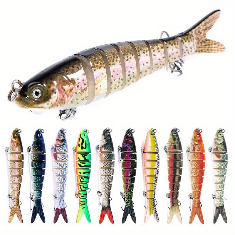 

10pcs Large Multi-jointed Sinking Wobblers - Realistic 8 Segments Fishing Lures With Enhanced Action And Lifelike Movement - Durable Pvc Construction For Long-lasting Performance