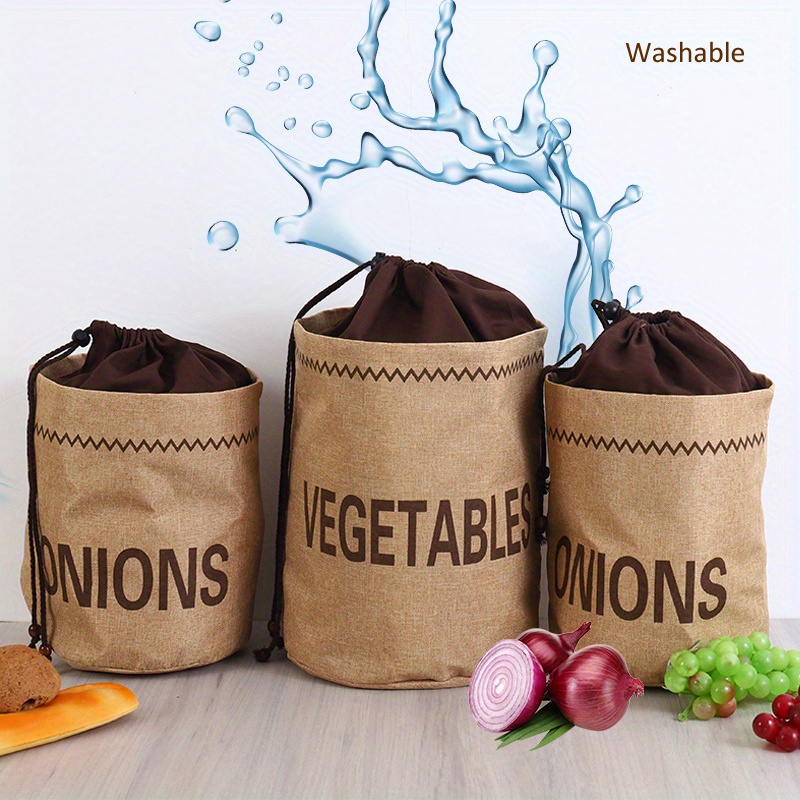 versatile jute burlap drawstring sack for vegetables bread   brown rectangular storage organizer in assorted dimensions details 1