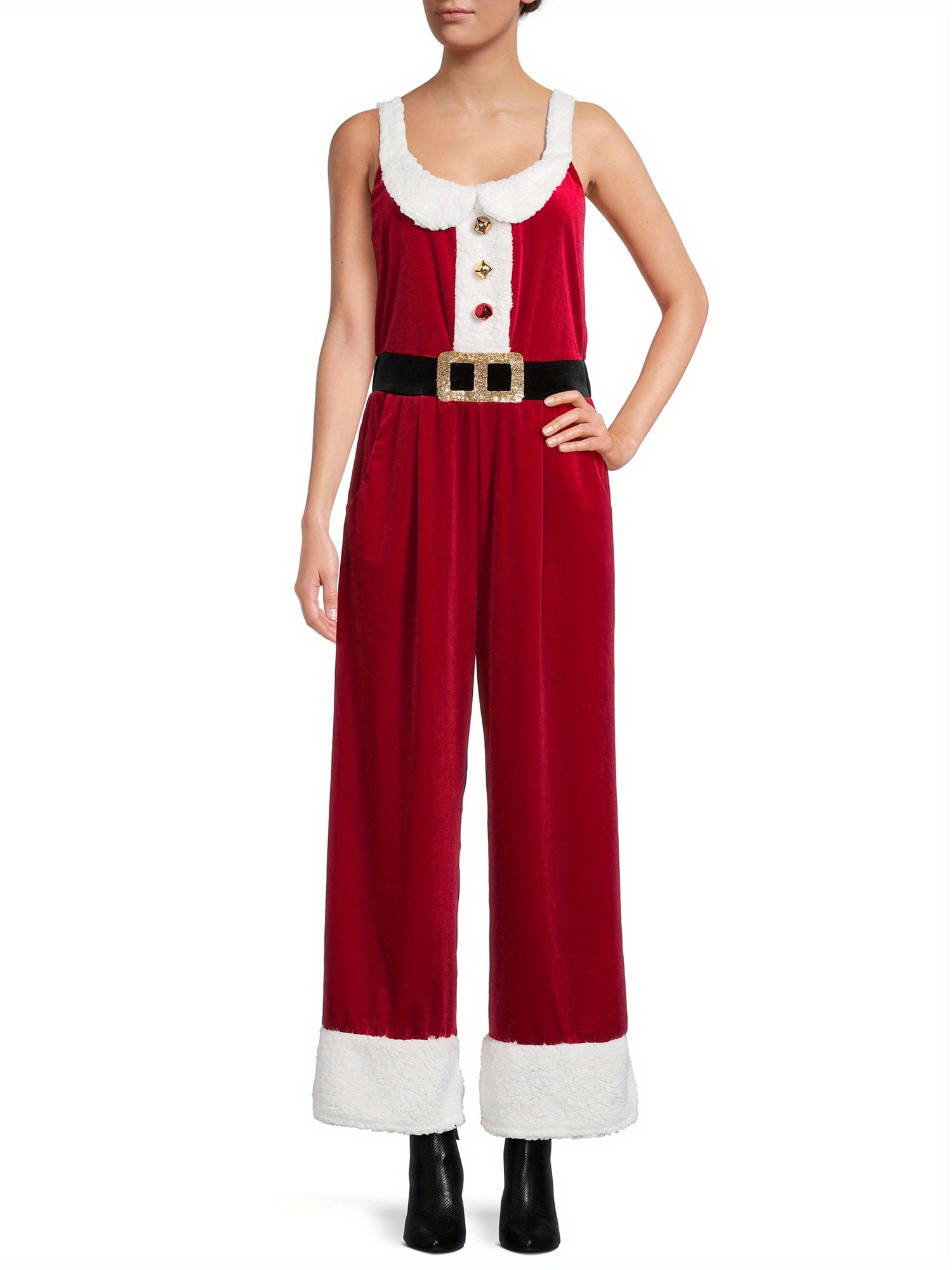 womens festive christmas jumpsuit sleeveless santa print Temu