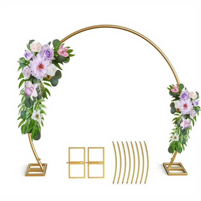

8.2ft/ 7.3ft Round Backdrop Stand With Thicken Tubes - Large Metal Circle Balloon Arch For Wedding, Birthday, Graduation And Baby Shower Decoration - Stable And Upgrade Wedding Arch Frame With Base