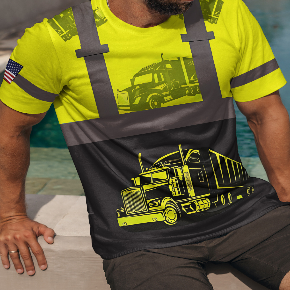 

Men's Truck Graphic Print T-shirt, Short Sleeve Crew Neck Tee, Men's Clothing For Summer Outdoor