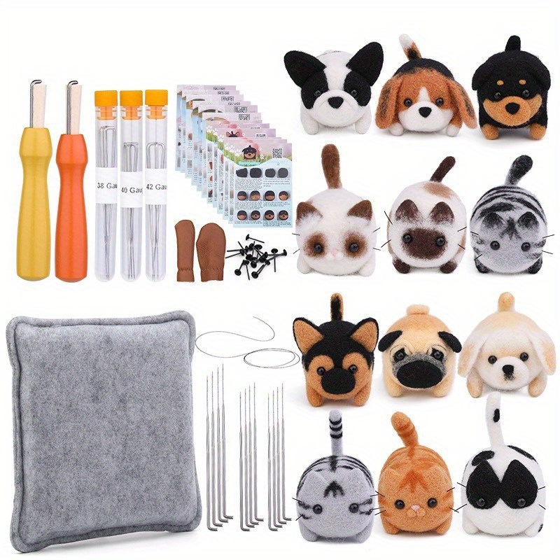 

Needle Felting Kit, 12 Pieces Doll Making Wool Needle Felting Starter Kit With Instruction, Felting Foam Mat And Diy Needle Felting Supply For Diy Craft Animal Home Decoration Birthday Gift