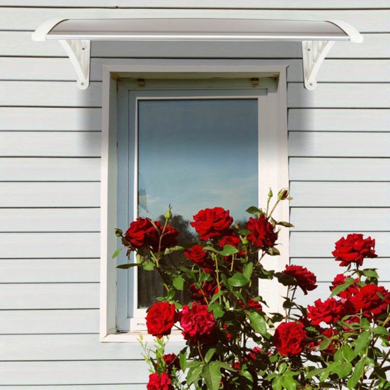 

New Ht-100 X 80 Household Application Door & Window Rain Cover Eaves Brown Board & White Holder