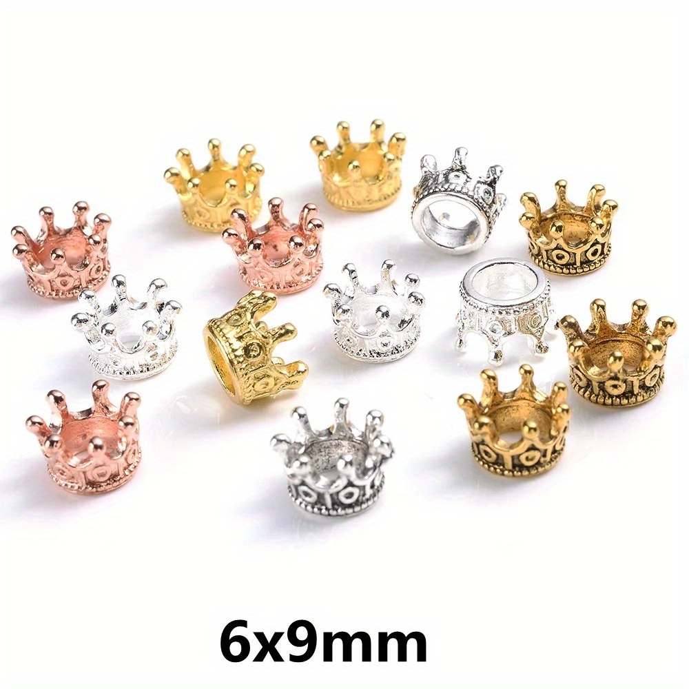 

50pcs Little Crown Receptacle Alloy Beads For Diy Necklace Earring Jewelry & Accessory Crafting