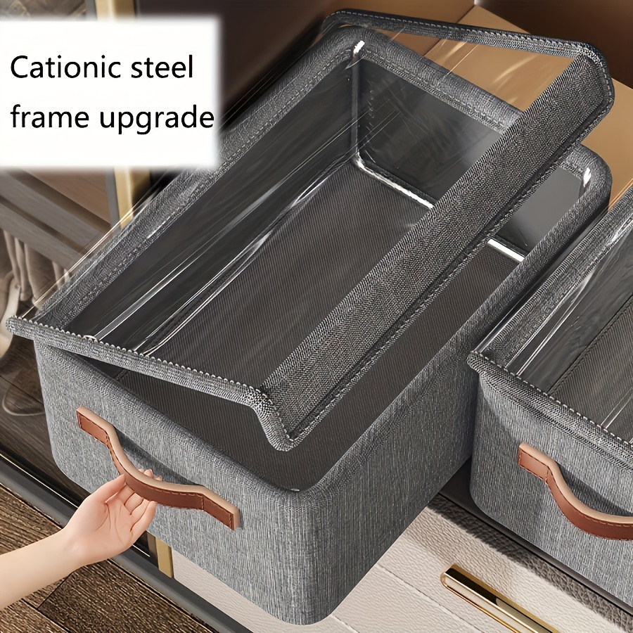 

Sturdy Cationic Steel Frame Storage Boxes: Waterproof, Multi-purpose Clothes And Pants Organizer For Wardrobe And Dormitory - Contemporary Style