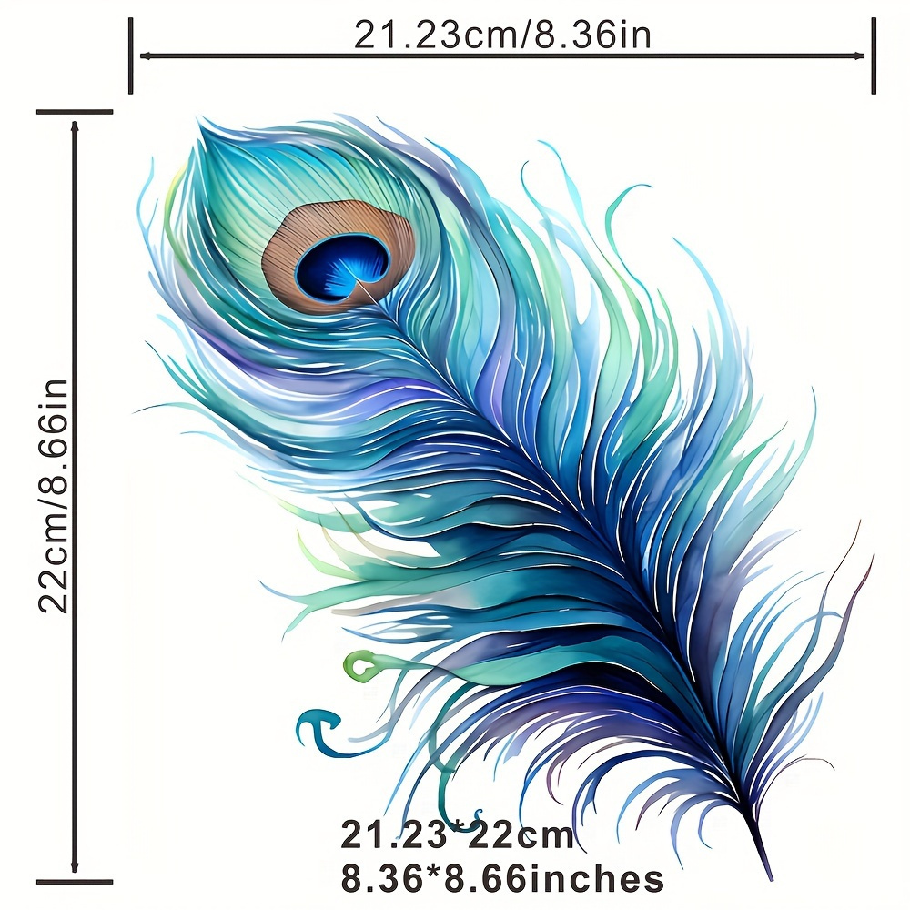 1pc Feather Iron On Stickers, Iron On Transfers For T Shirts, Heat Transfer Vinyl Iron On Decals, Heat Transfer Paper Iron On Stickers For Clothing Hoodie Bag Craft