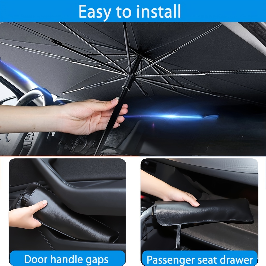1pc car sun shade umbrella foldable windshield sunshade umbrella for   block automotive sunshades fit most vehicles accessories car accessories Product details 4