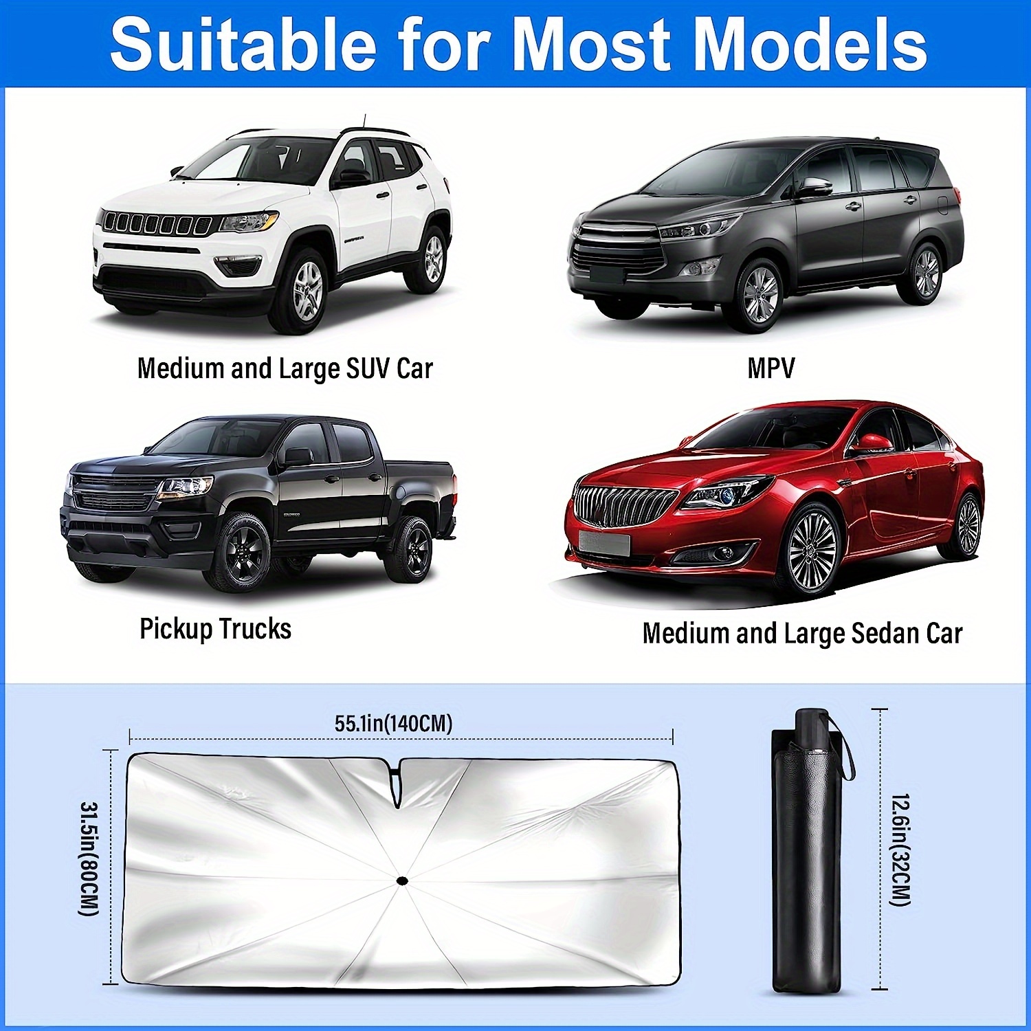 1pc car sun shade umbrella foldable windshield sunshade umbrella for   block automotive sunshades fit most vehicles accessories car accessories Product details 2