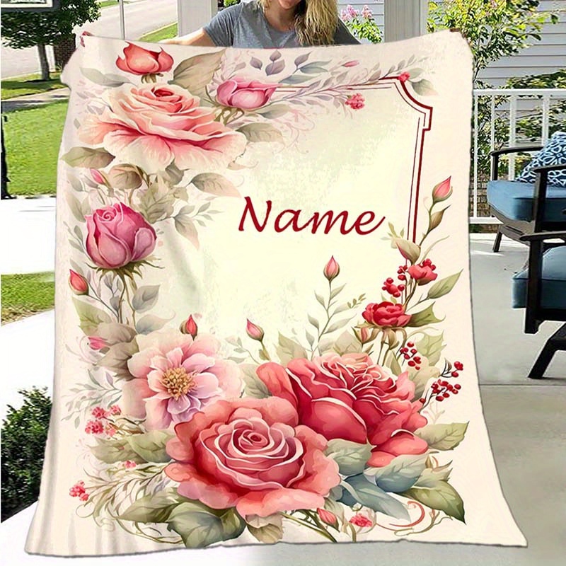 

Custom Name Blanket Wreath: Soft And Warm, Perfect For Naps, Camping, And Travel - Suitable For Classmates, Family, And Loved Ones