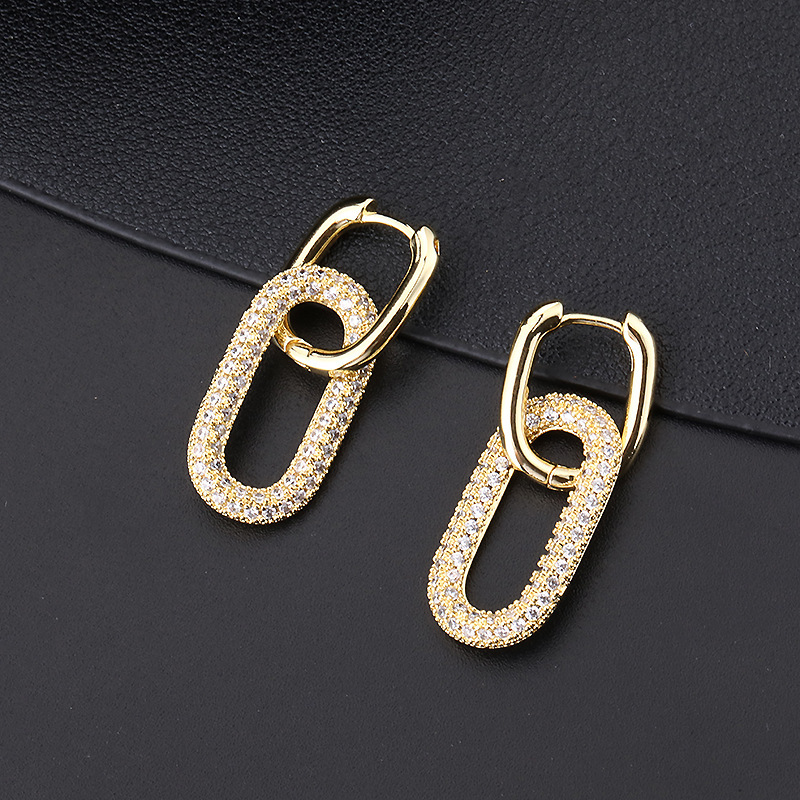 1pair Earrings For Women Trendy, Simple Dainty Paperclip Square Chain Link Dangle Hoops Earrings Pin Stud Huggie Earrings Lightweight Minimalist Aesthetic Jewelry For Gifts