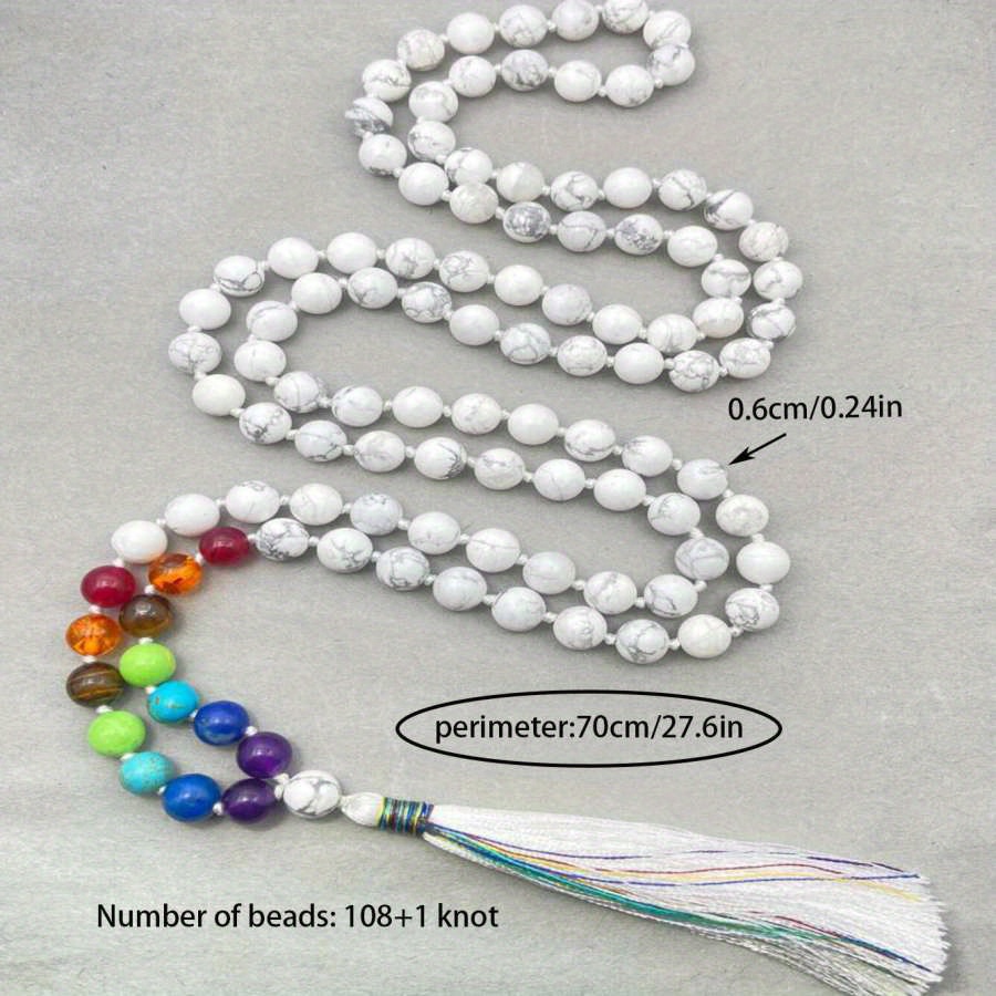 Handmade Turquoise Beads Seven Chakra 108 Knotted Mala Necklace