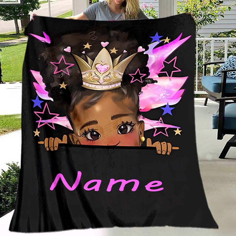 

Personalized Crown Name Blanket - Soft, Warm Flannel Throw With Custom Print | Perfect Gift For Family & Loved Ones | Ideal For Naps, Camping & Travel