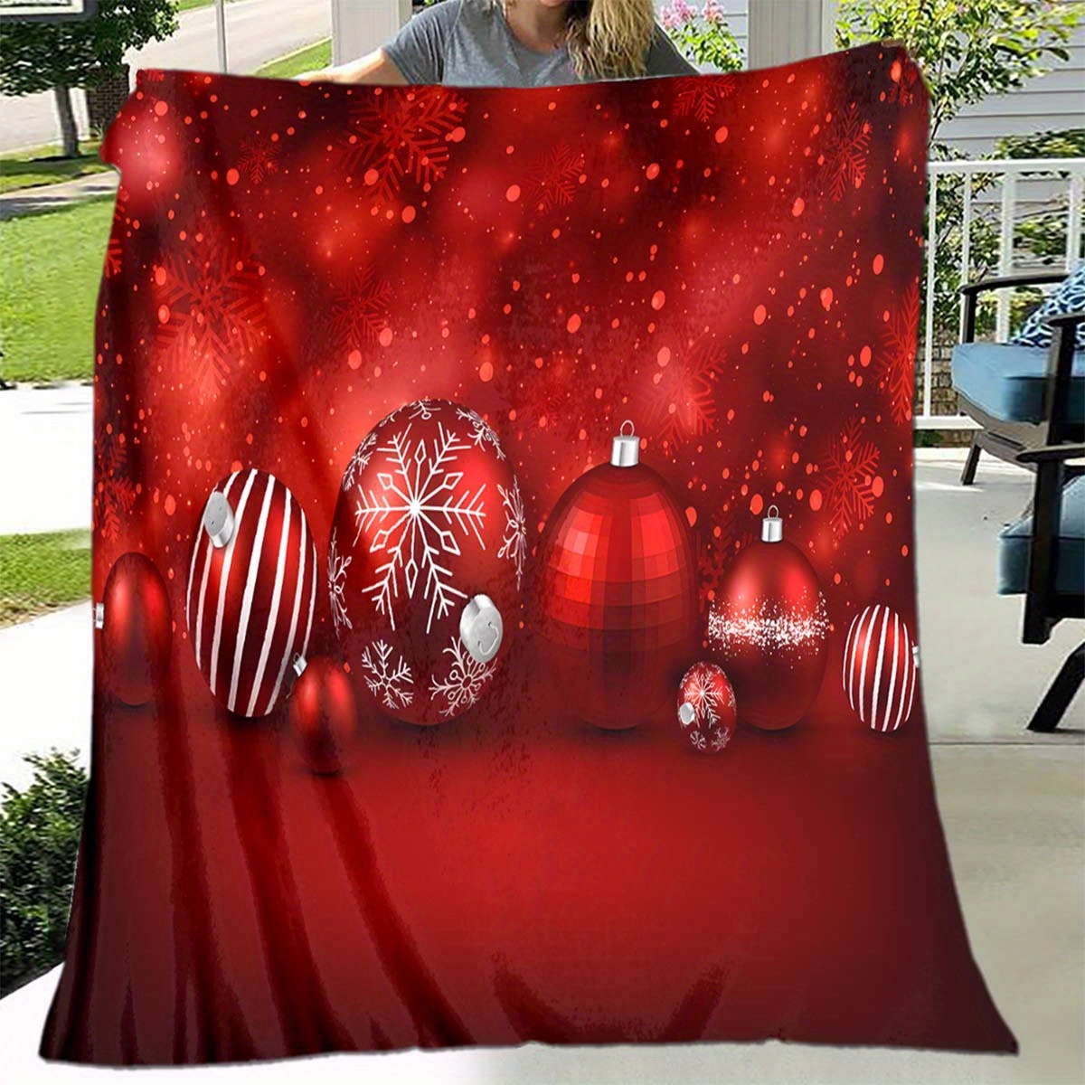 

Cozy Red Christmas-themed Soft Flannel Throw Blanket - Sofa, Bed, Picnic, And Car Decor, For Christmas