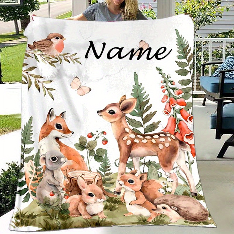 

Personalized Animal & Zoo Custom Name Blanket - Soft, Warm Flannel Throw For , Camping & Travel - Perfect Gift For Family &