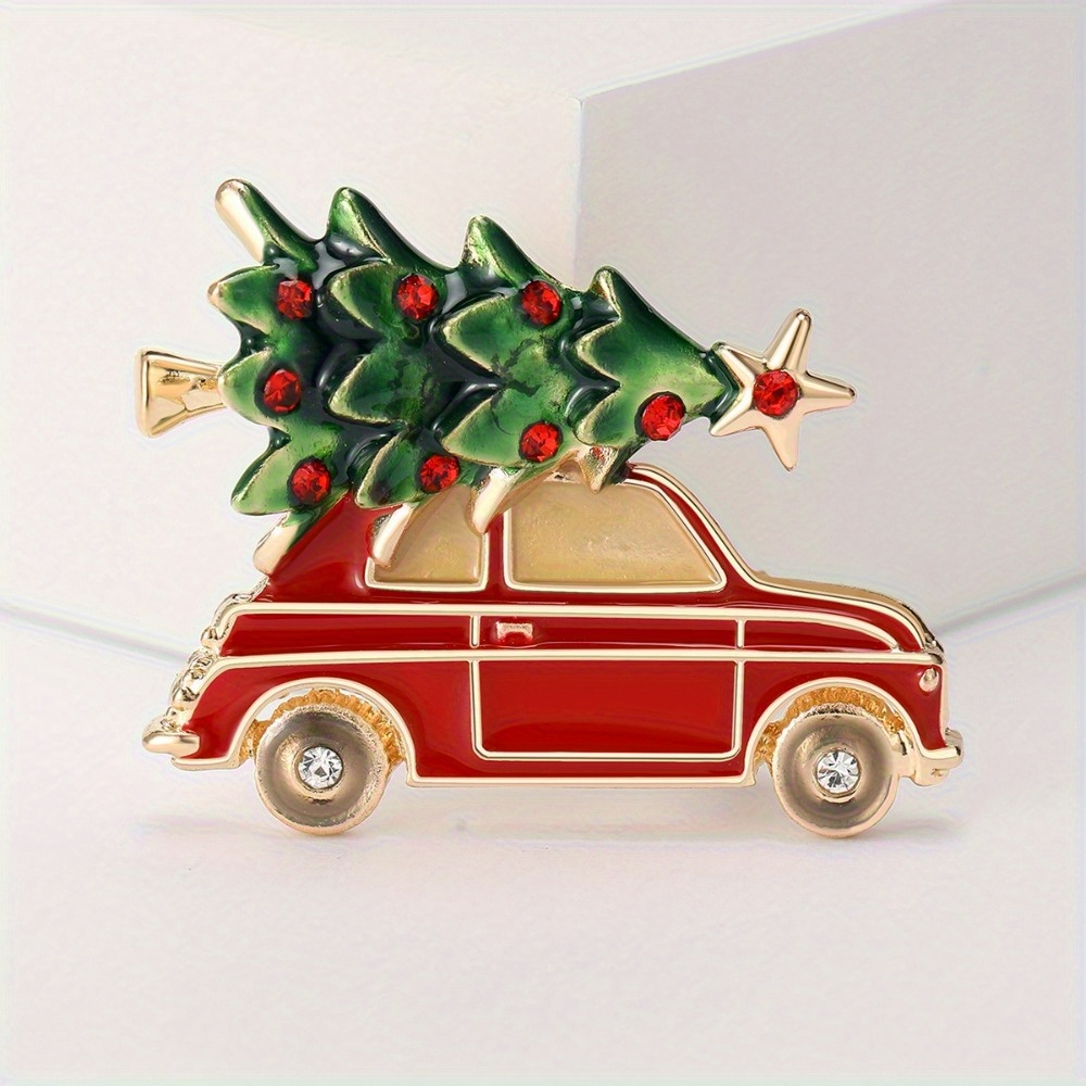 

Christmas Tree & Car Enamel Pin - Embellished Brooch For Outfits, Zinc Alloy , For Christmas, ,