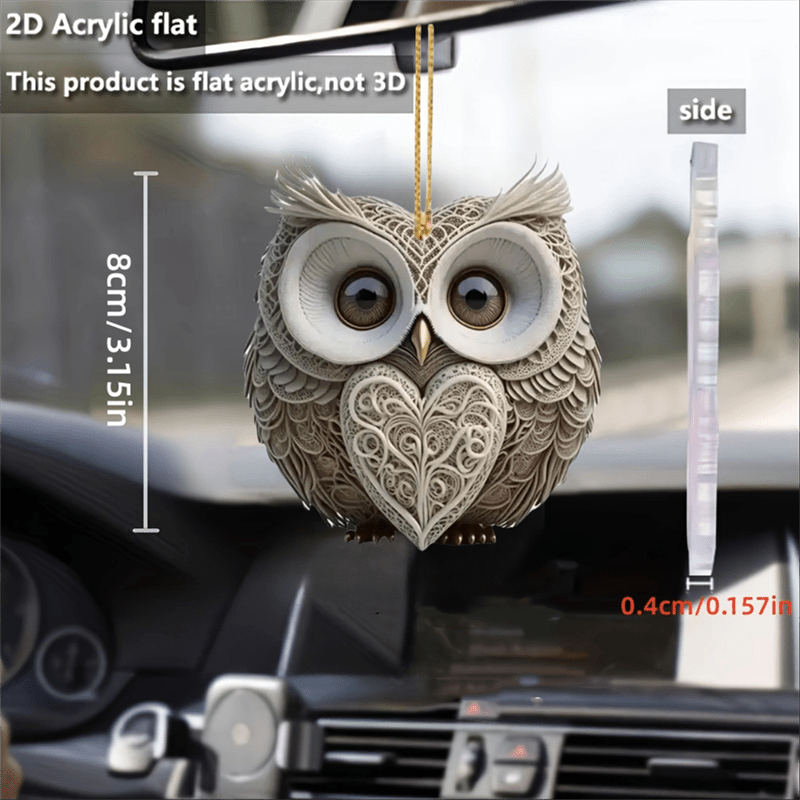 

1pc Charming Owl-shaped 2d Acrylic Embossed Hanging Ornament: Versatile Pendant For Bags, Backpacks, Holiday Keychain, Christmas Tree Decoration, Gift For Couples - Featherless Design, Easy To Hang