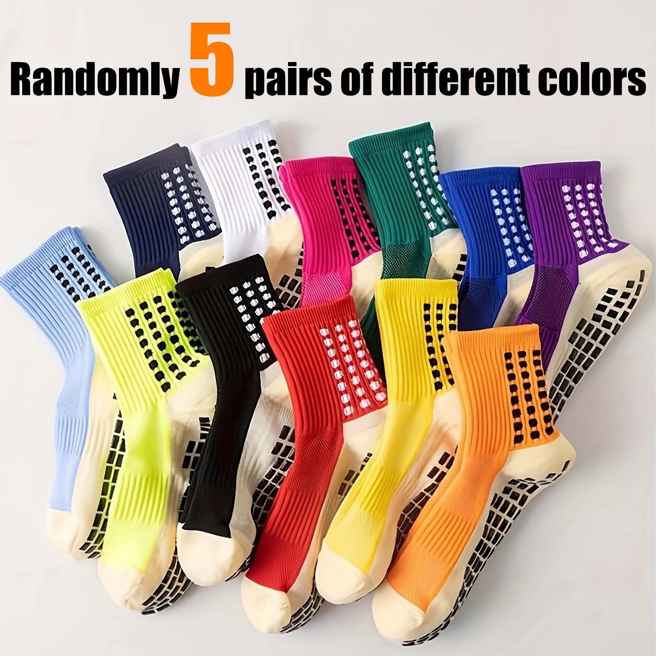 

5 Pairs Of Non Slip Football Socks, Quick Drying And Sweat Wicking Outdoor Sports Football Socks, Outdoor Sports Football Socks