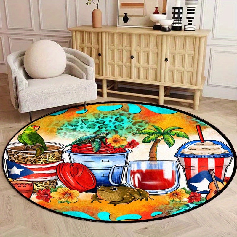 

Luxurious Puerto -inspired Round Rug - Soft, Plush & Non-slip Carpet For Bedroom, Living Room, And Office - Easy Clean With Backing