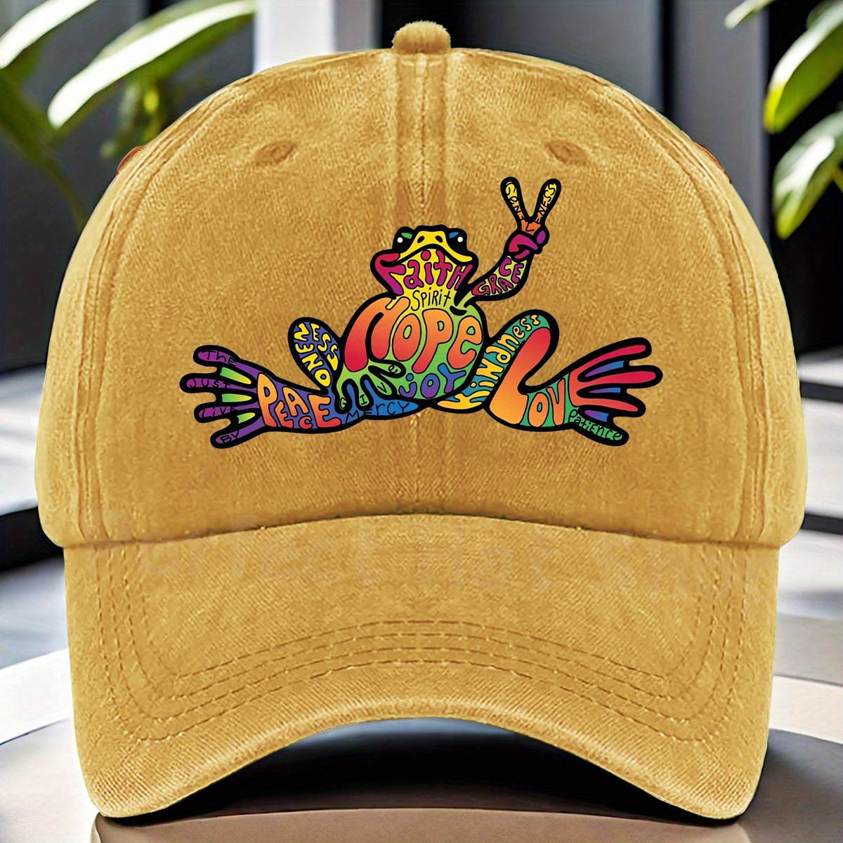 

Colorful Peace Frog Hope Love Print Cotton Baseball Cap - Adjustable Fit, Sun Protection, Printed Craftsmanship, Occasion-themed