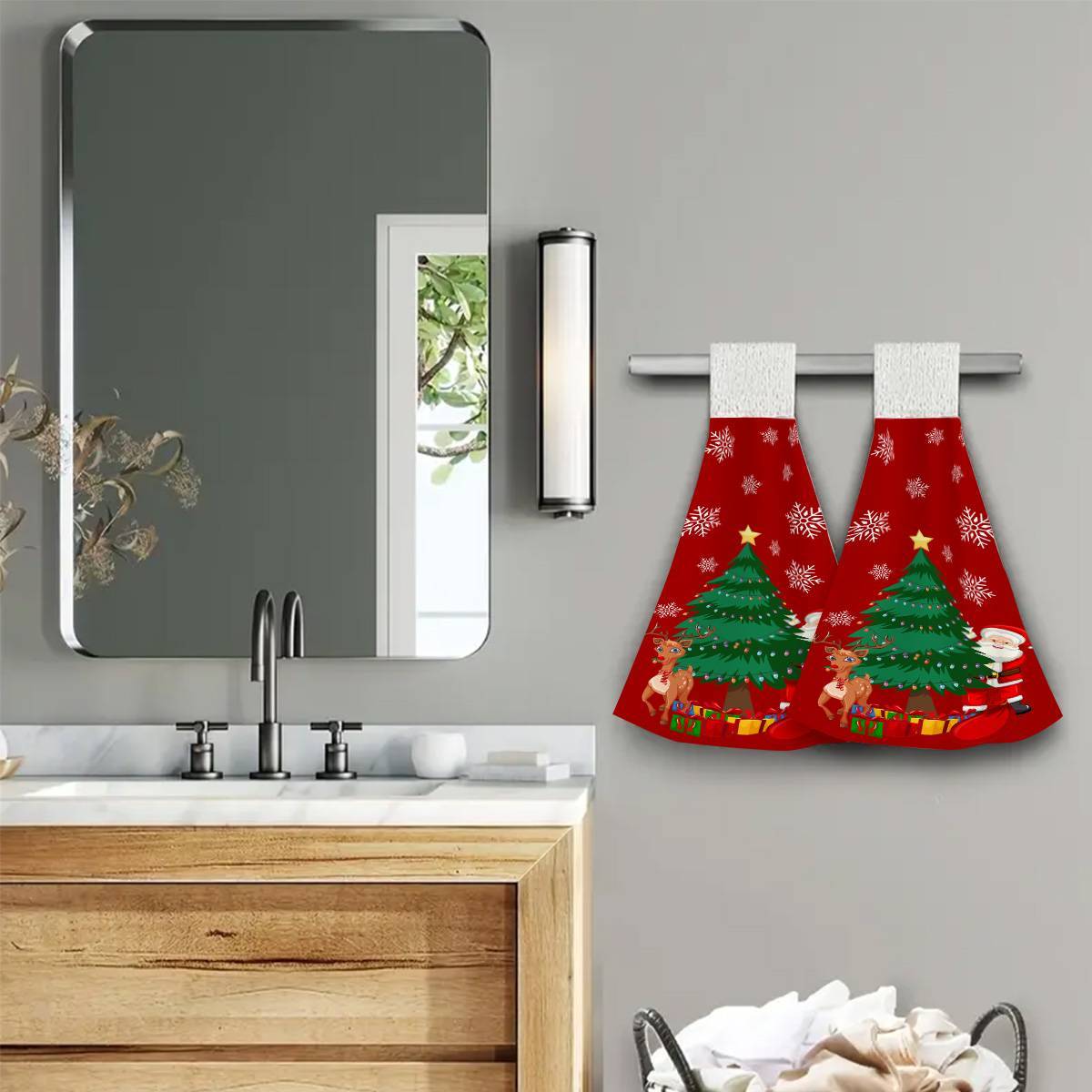 

2pcs Merry Christmas Kitchen Towel And Dishcloth Set, Dish Tea Towels, Home Decor Accessories, Christmas Decor, Kitchen Supplies