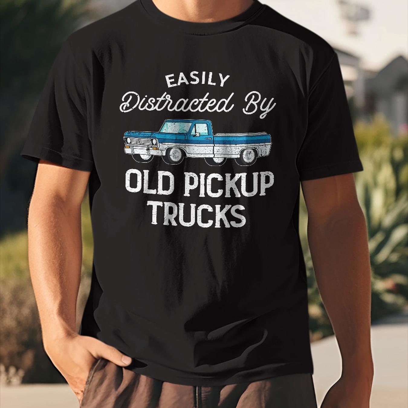 

Easily By Old Pickup Trucks T-shirt, Men's Crew Neck Short Sleeve Tee Fashion Regular Fit T-shirt, Casual Comfy Breathable Top For Spring Leisure Vacation Men's Clothing As Gift