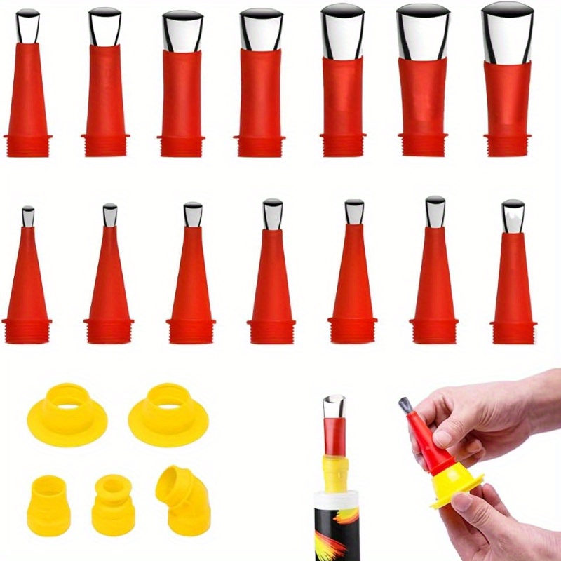 

Reusable Stainless Steel Caulking Nozzle Kit With Silicone Tips - 19/22pcs Sets, Universal Fit, Tools For Smooth Seals, Includes Bases & Caps