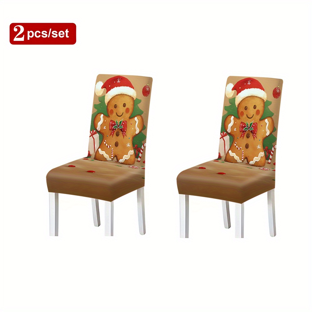 TEMU 2/4/6pcs Set Modern Christmas Theme Dining Chair Covers - Stain-resistant Polyester, Universal Fit With Back & Seat In One, Machine Washable For All