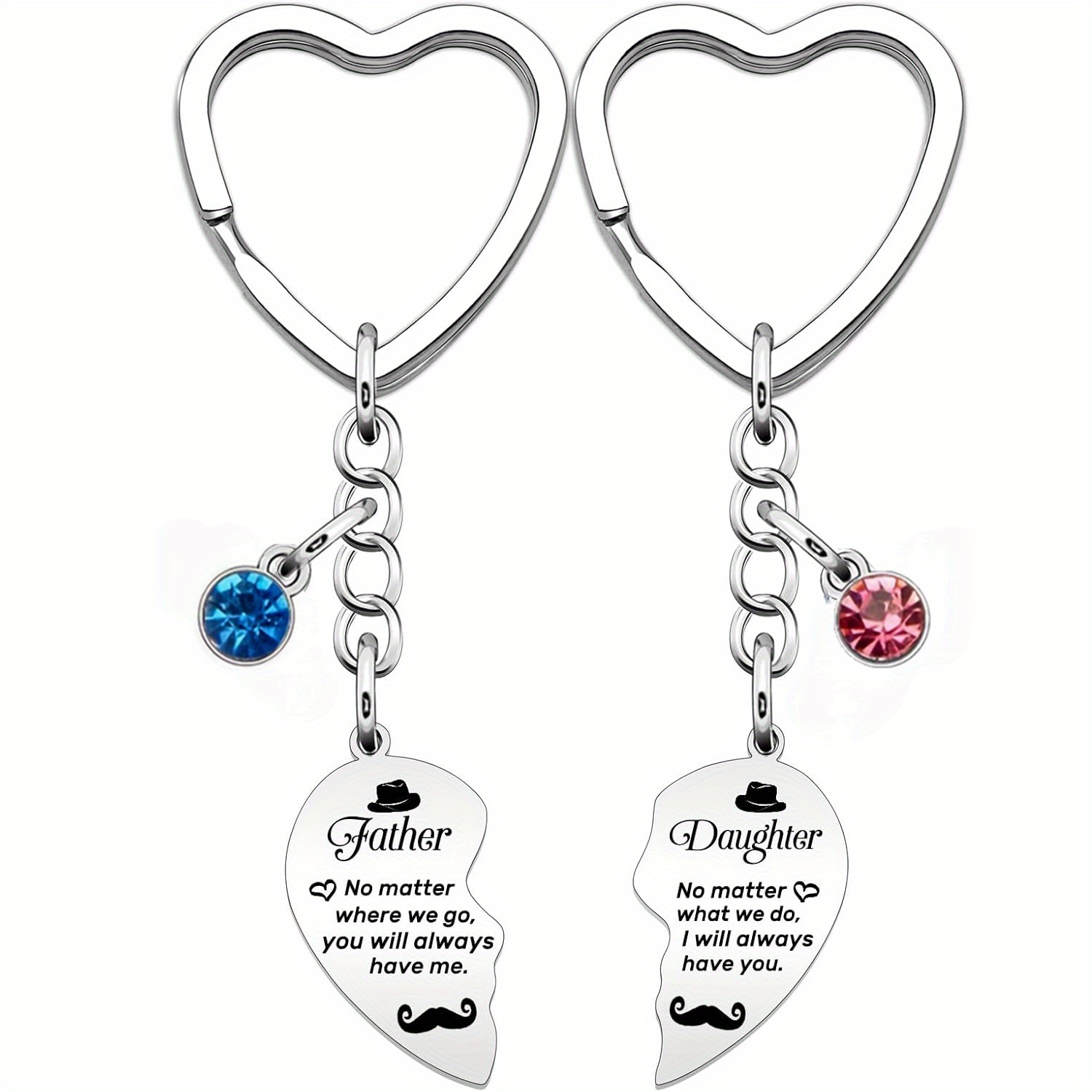 

Dad & Daughter Matching Keychain Set - 2pcs, Stainless Steel, Perfect Father's Day, Christmas, Birthday Gift For Dad Or Stepdad, Fathers Day Gift From Daughter