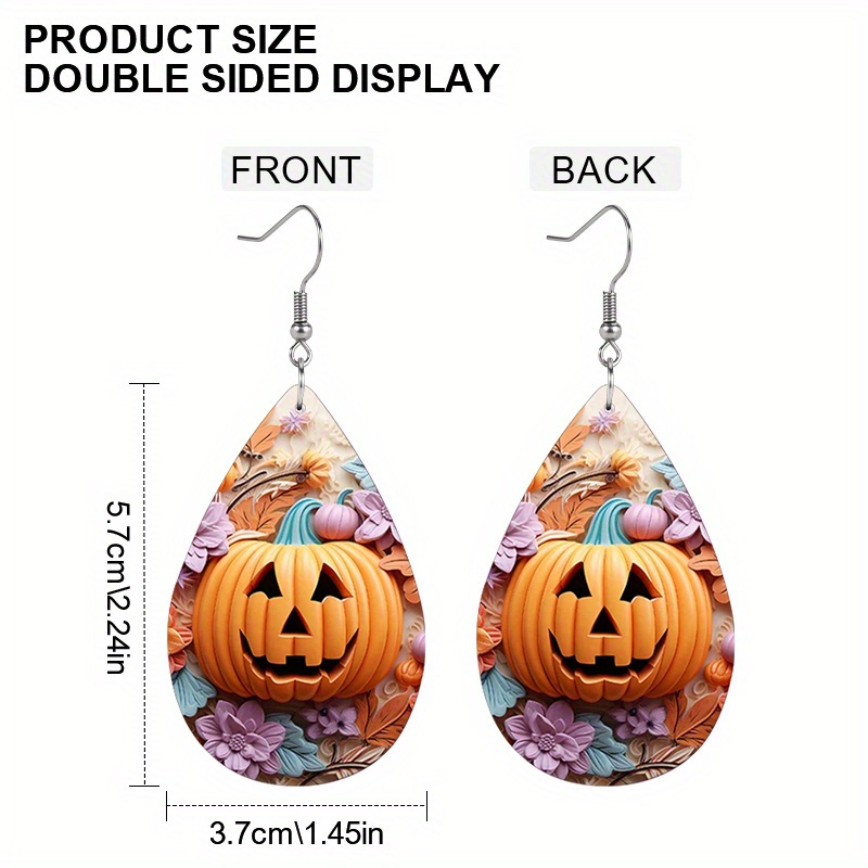 Halloween Pumpkin PU Teardrop Earrings for Women