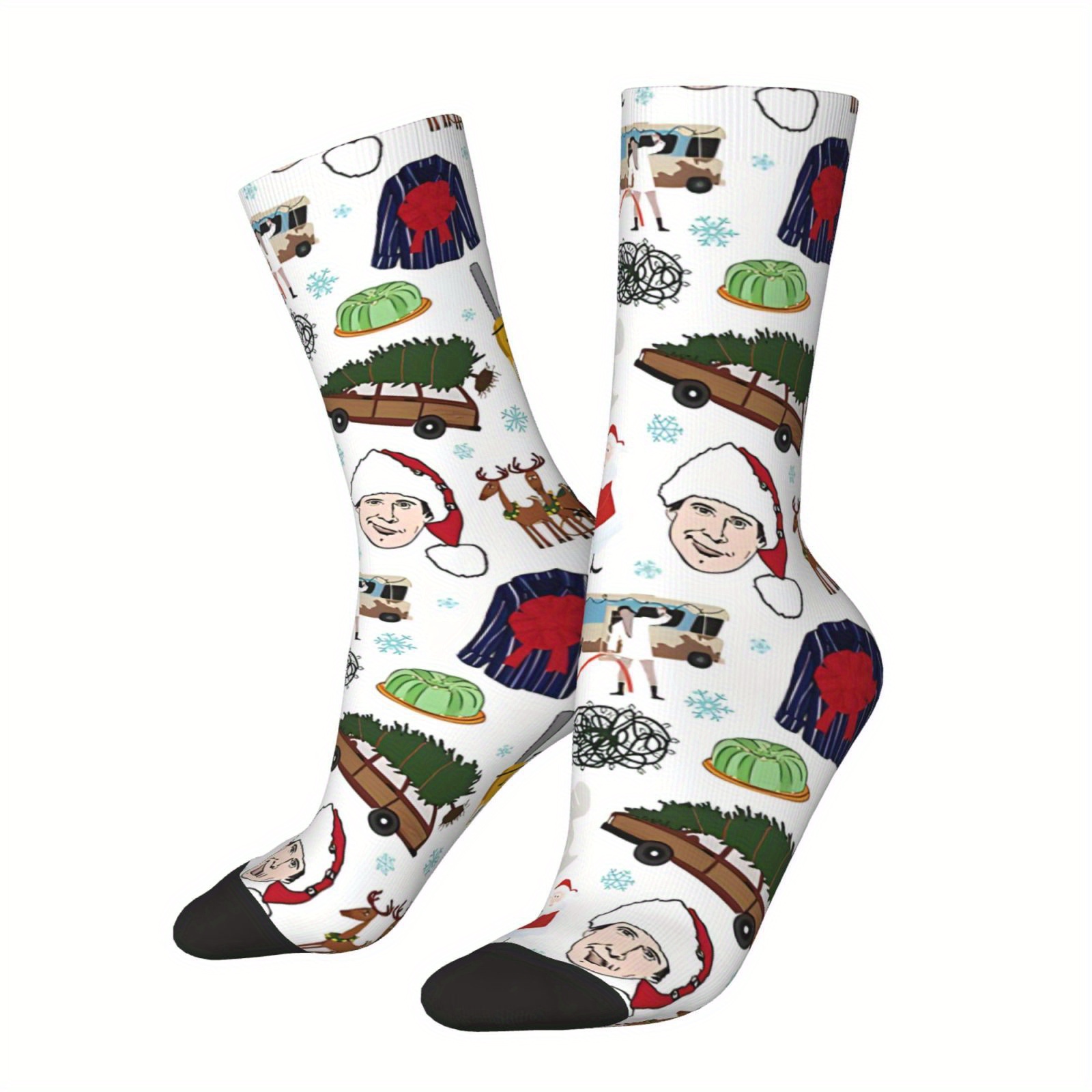 

Men' Hip Hop Christmas Crew Socks - Fun, Novelty Printed Socks With Elastane , Perfect Gift For Boys, Best For Christmas