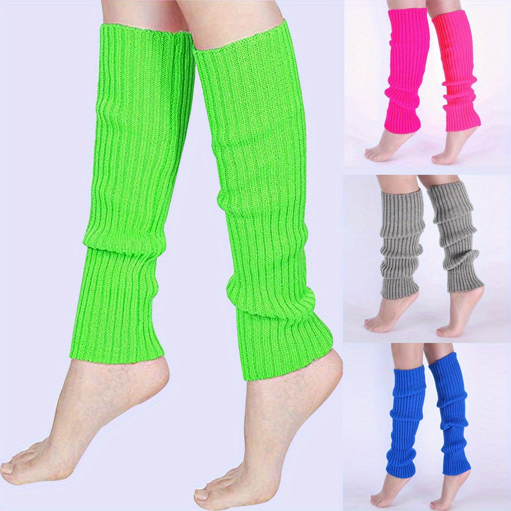 

1 Pair Solid Rib-knit Leg Warmers, All-match Boot Socks, Women's Stockings & Hosiery