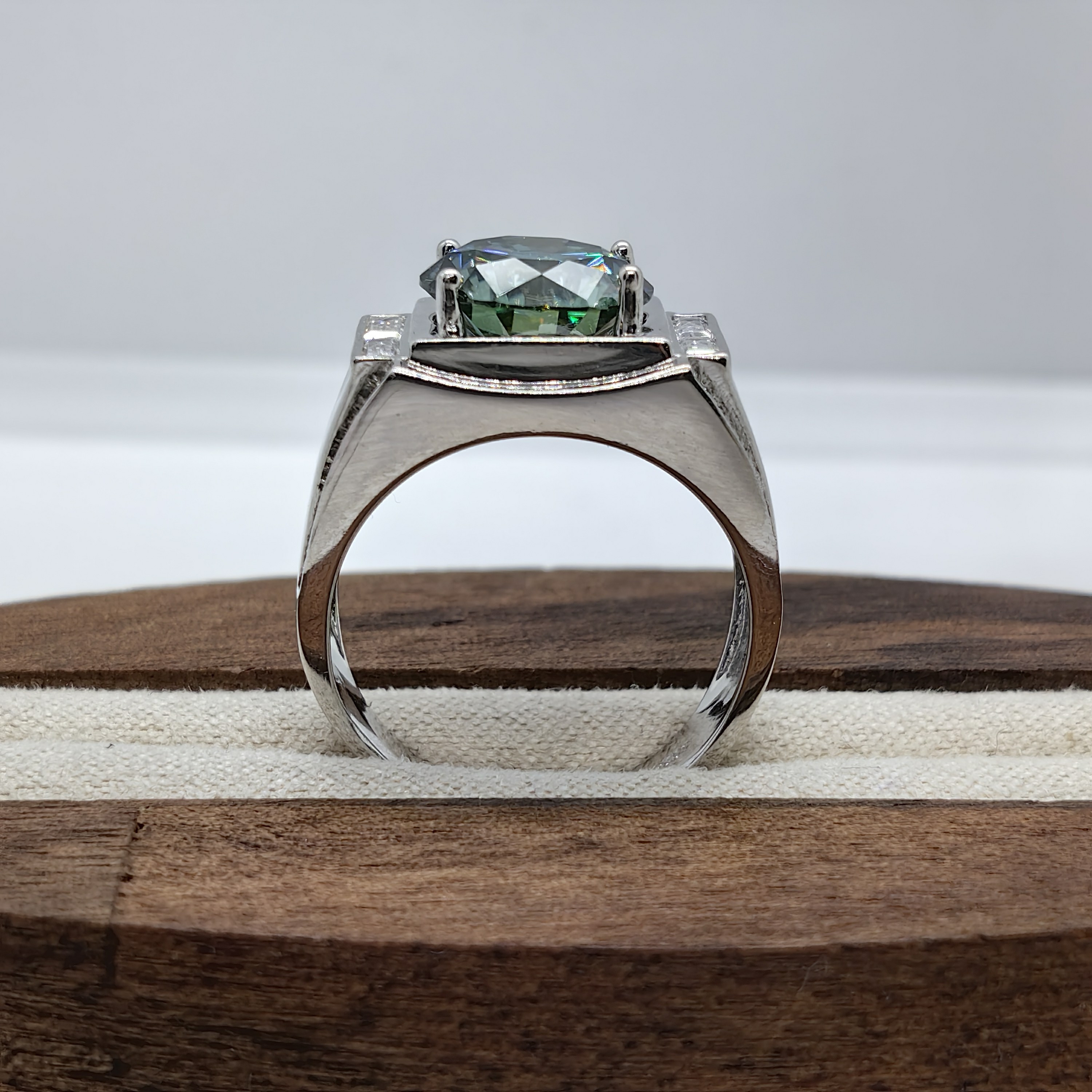 elegant 5 carat moissanite engagement ring luxurious blue green round cut 925 sterling silvery perfect anniversary or holiday gift for her details 2