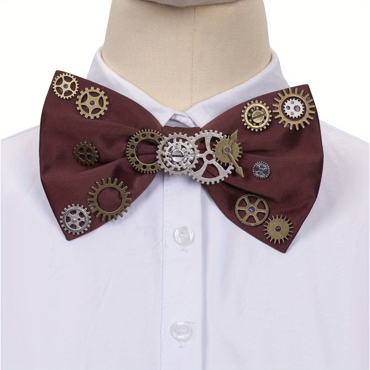 Vintage-Steampunk Fliege Mit Zahnrad-Design – Schwarz-braun Für Gothic & Halloween