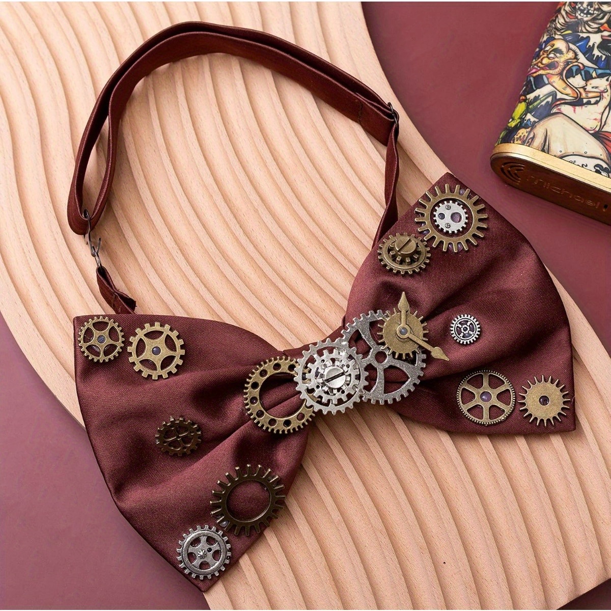 Vintage-Steampunk Fliege Mit Zahnrad-Design – Schwarz-braun Für Gothic & Halloween