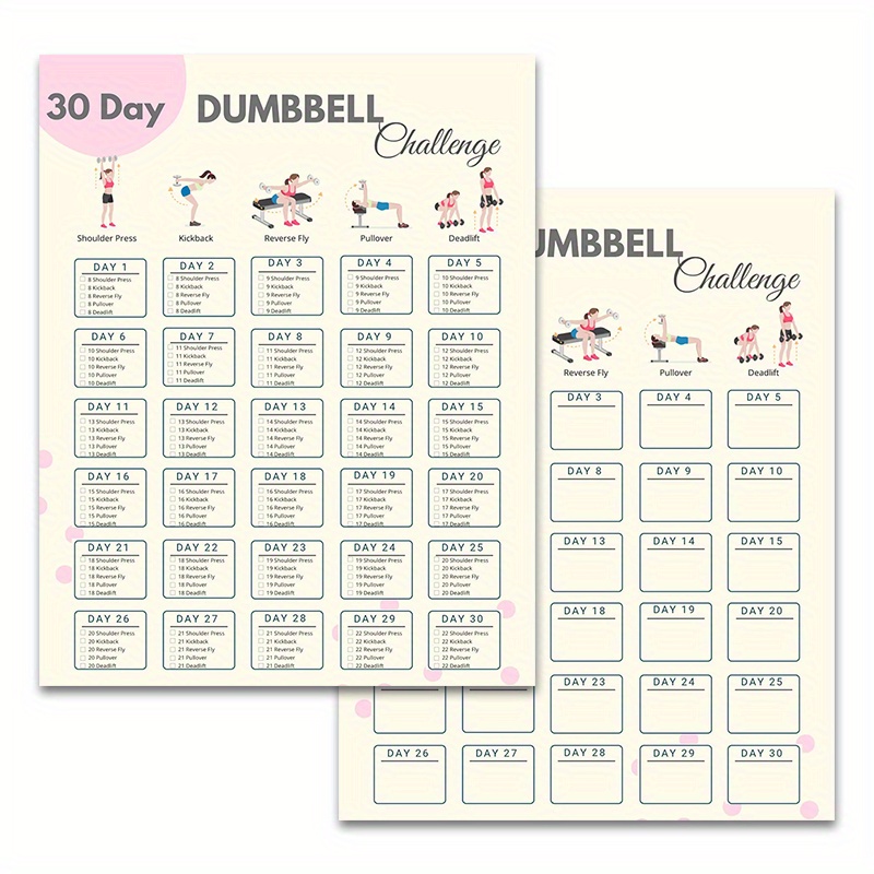 

30-day Dumbbell Challenge Workout Flip Chart - High-gloss Water-resistant Paper, Body Toning & Building Exercise Guide Poster, Home Gym Fitness Program