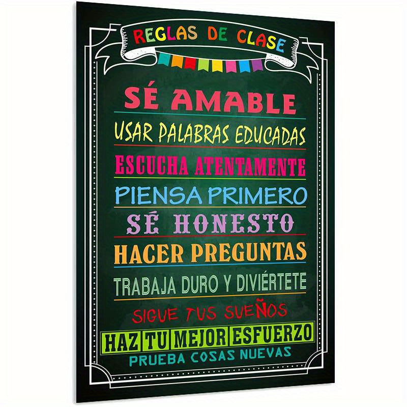 

Print Painting, Spanish Classroom Rules Poster - Motivational Educational Chart For Teachers, Elementary & High School Decor - Back To School Supplies, 11x17 Inches