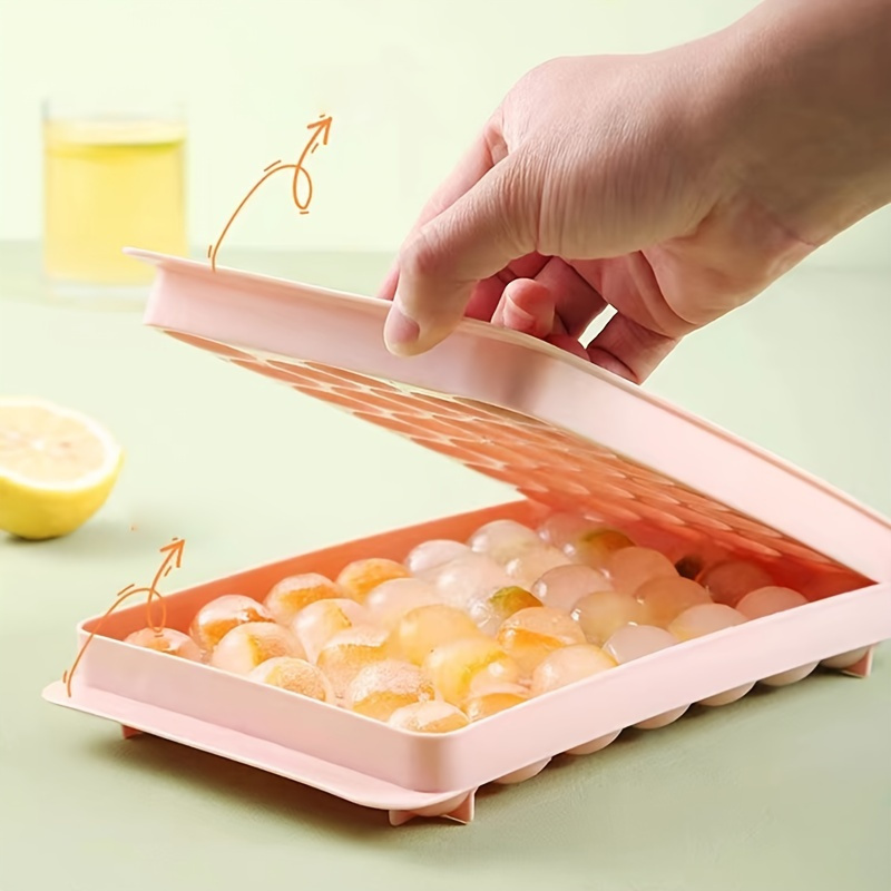 66 Glaçons Ronds En Moule Boule - 2 Plateaux (rose/bleu), Plastique Alimentaire, Pour Cocktails