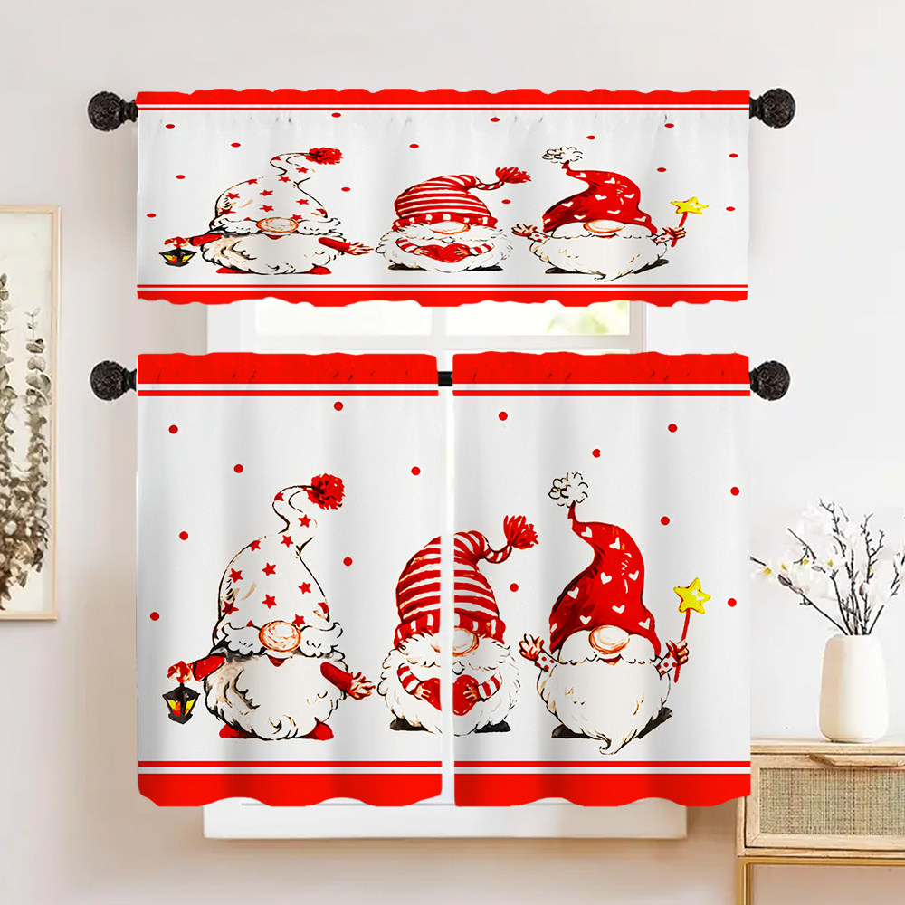 

1pc/2pcs Set Of Christmas Elf Curtains - Rod Polyester Drapes For , , & And Party Supplies