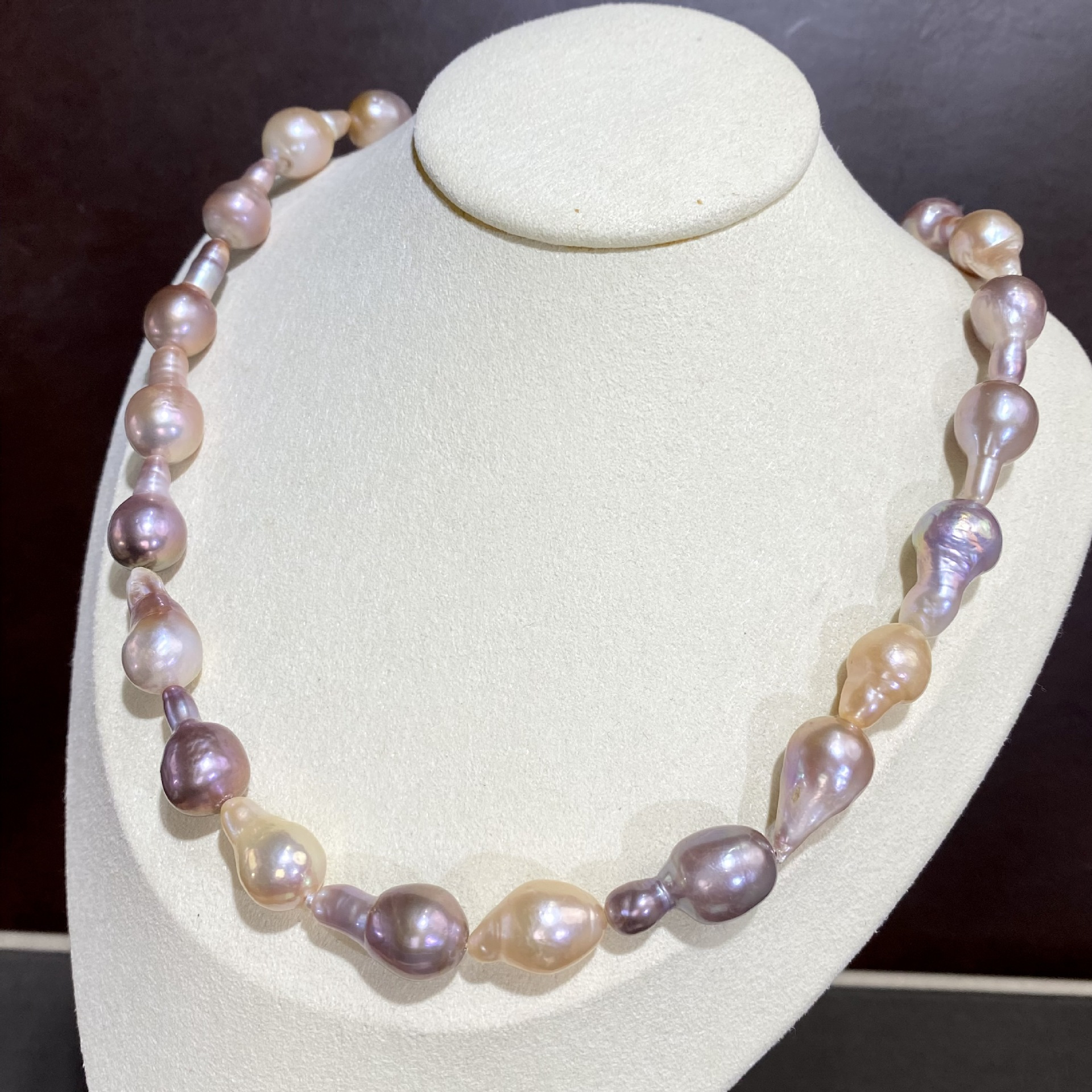 elegant baroque pearl necklace for women unique mixed   freshwater pearls with authentic charm   perfect mothers day gift details 0