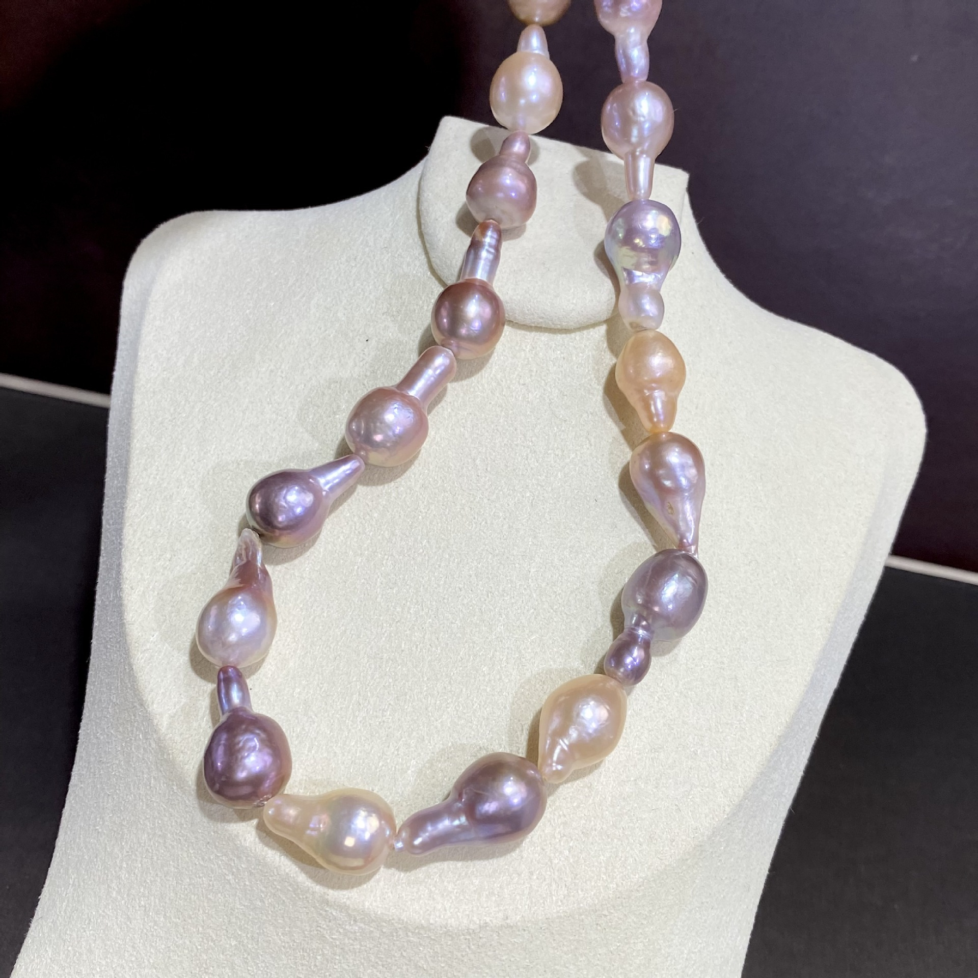 elegant baroque pearl necklace for women unique mixed   freshwater pearls with authentic charm   perfect mothers day gift details 3