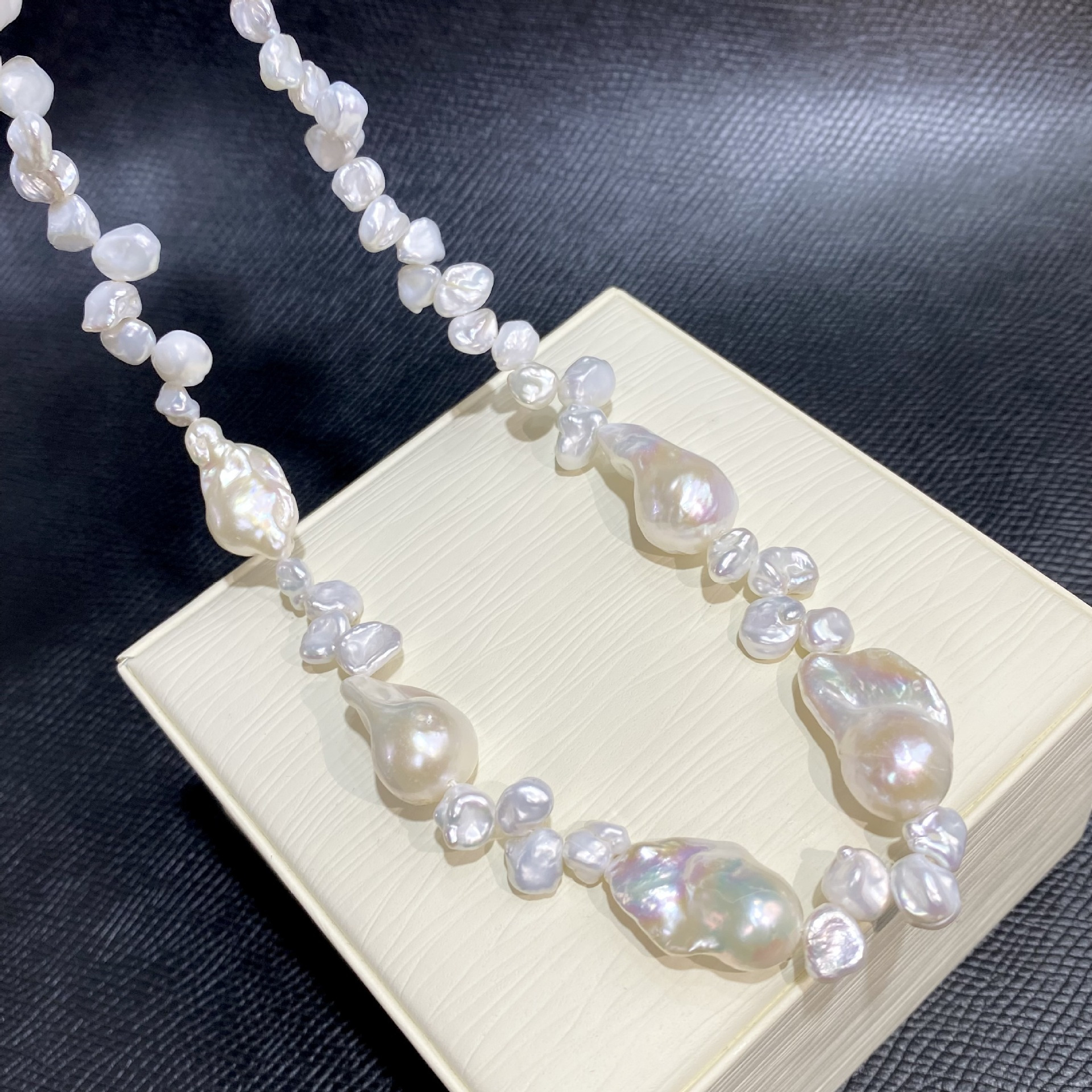 elegant white baroque pearl necklace a feminine statement piece   radiance   everyday wear and special occasions natural pearls with characteristic growth   suitable for valentines day gift details 4