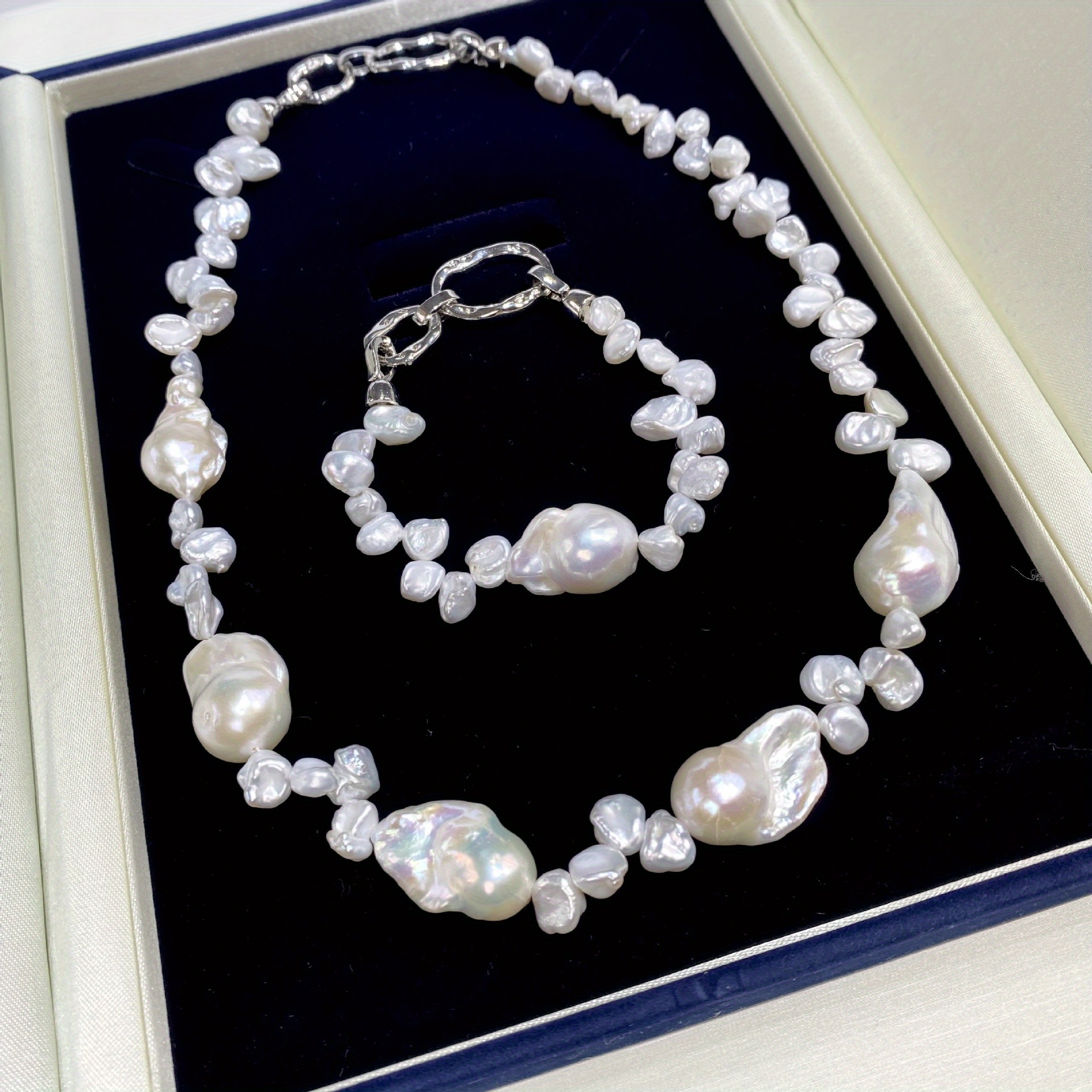 elegant white baroque pearl necklace a feminine statement piece   radiance   everyday wear and special occasions natural pearls with characteristic growth   suitable for valentines day gift details 0