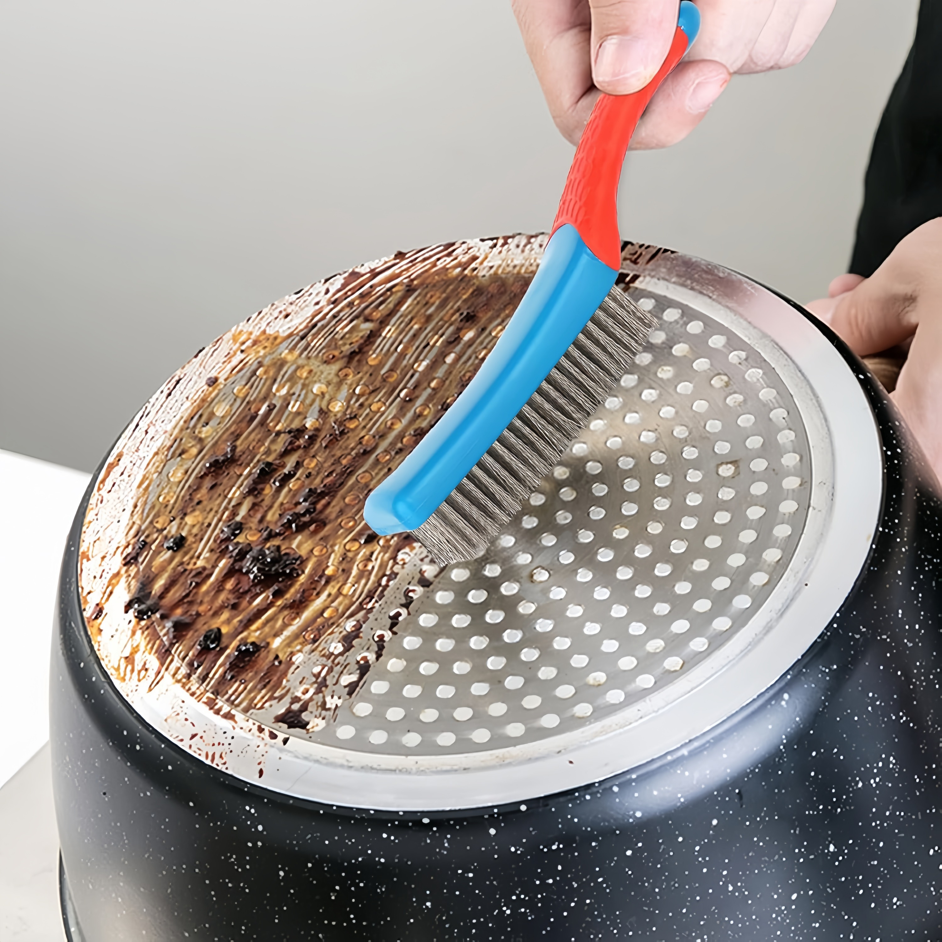 Stainless Steel Metal Brush with Rubberized Handle 160x30 mm