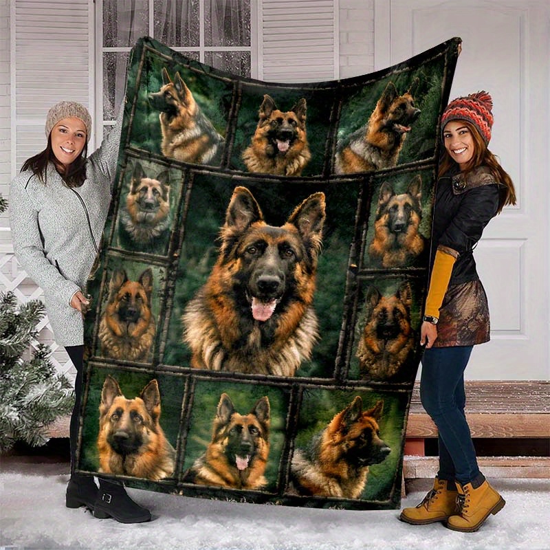 

German Shepherd Pattern 4 Car Nap Blanket Flannel Throw