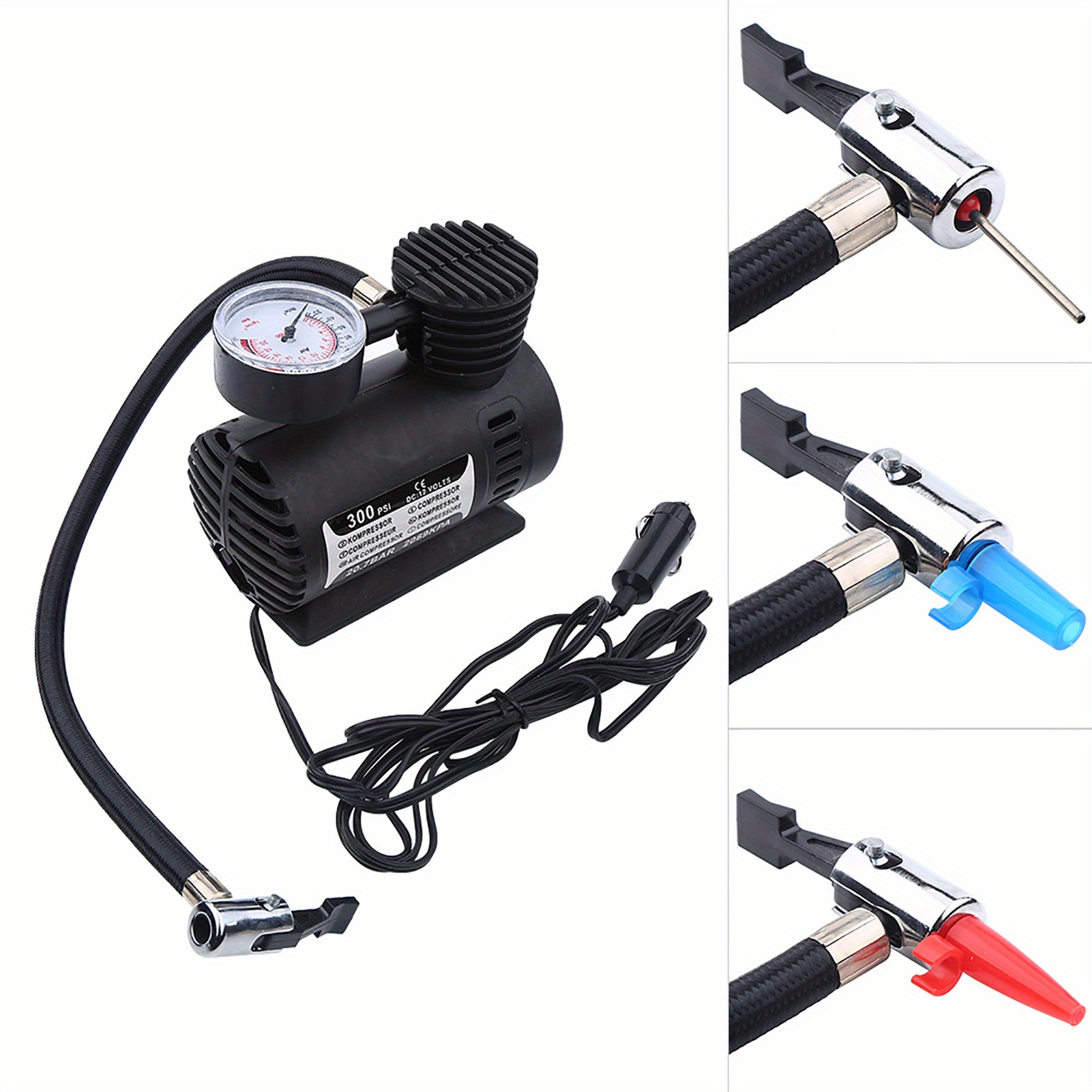 TEMU Portable Mini Air Compressor Electric Tire Infaltor Pump 12 Volt Car 300 Psi