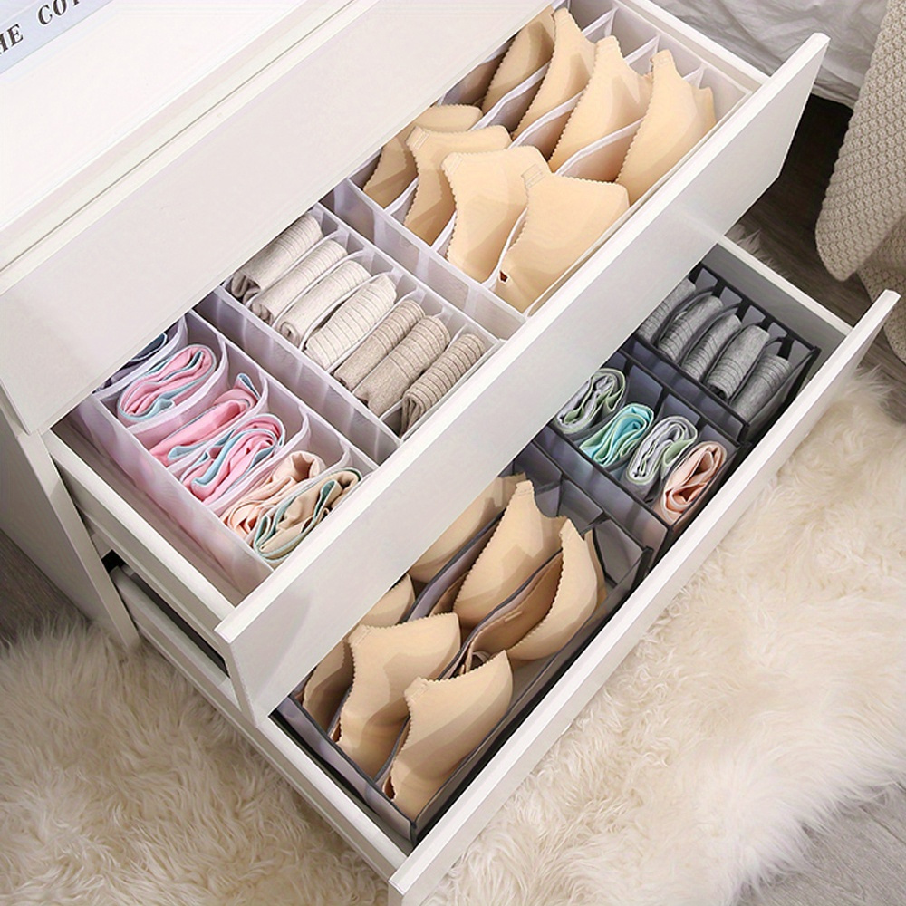 3 piece fabric underwear socks clothes storage organizer set foldable drawer divider boxes for closet     thickened cabinet organizers suitable   14 details 0