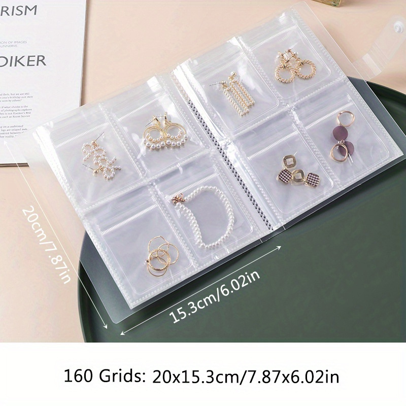 TEMU Portable Plastic Jewelry Storage Book With 84/160 Transparent Pockets - Travel Jewelry Organizer For Earrings, Rings, Necklaces - Anti-corrosion Zipper Sealing Bag, High-capacity Display Bo