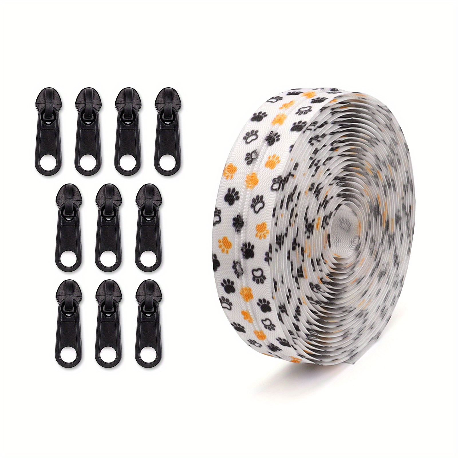 Image of 1set 5 Yards Cute Animal Zipper Tape, Funny Zipper With Lock/no Lock Plastic Zipper Head For Clothing Box Bag Shoes, Home Textiles And Diy, 450cm/177inch